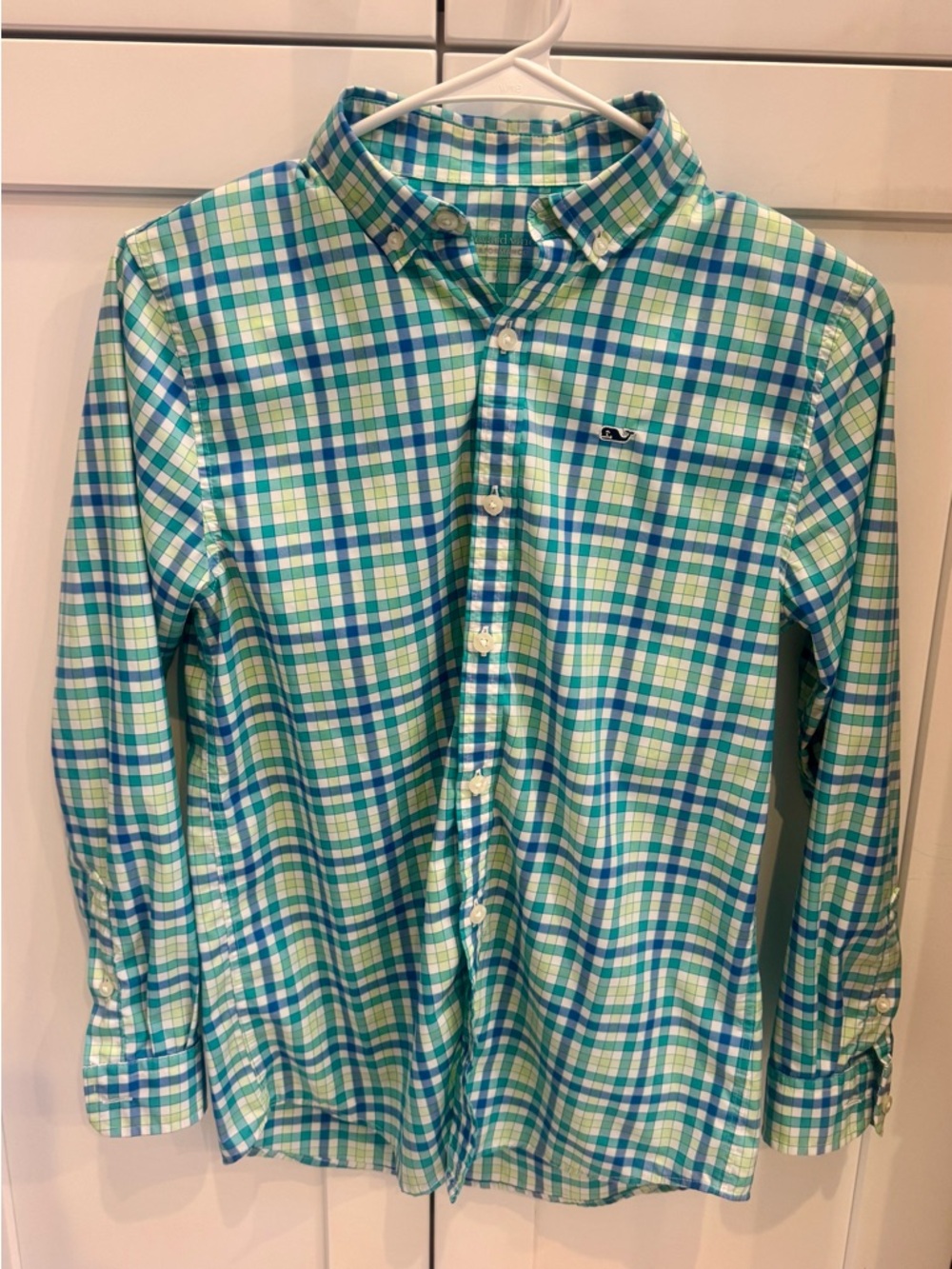 Vineyard Vines Boy’s Slim Fit Blue & Green Plaid Button-Down Shirt